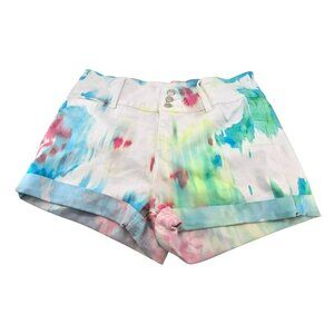 Tie-Dye Shorts Blue Savvy High-Waisted Juniors 3 Button Size 17 (33) JJ3719